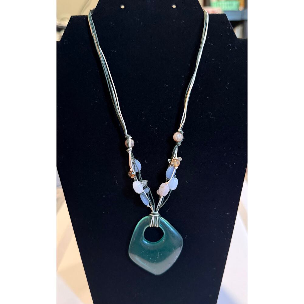 BOHO Green and Earth Tone Pendant Necklace